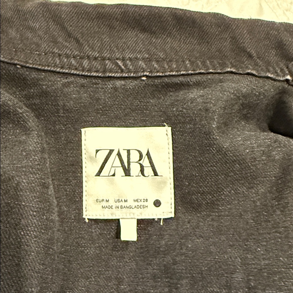 Zara Black Long Sleeve Denim Button Down Dress Jean size M - Picture 3 of 14